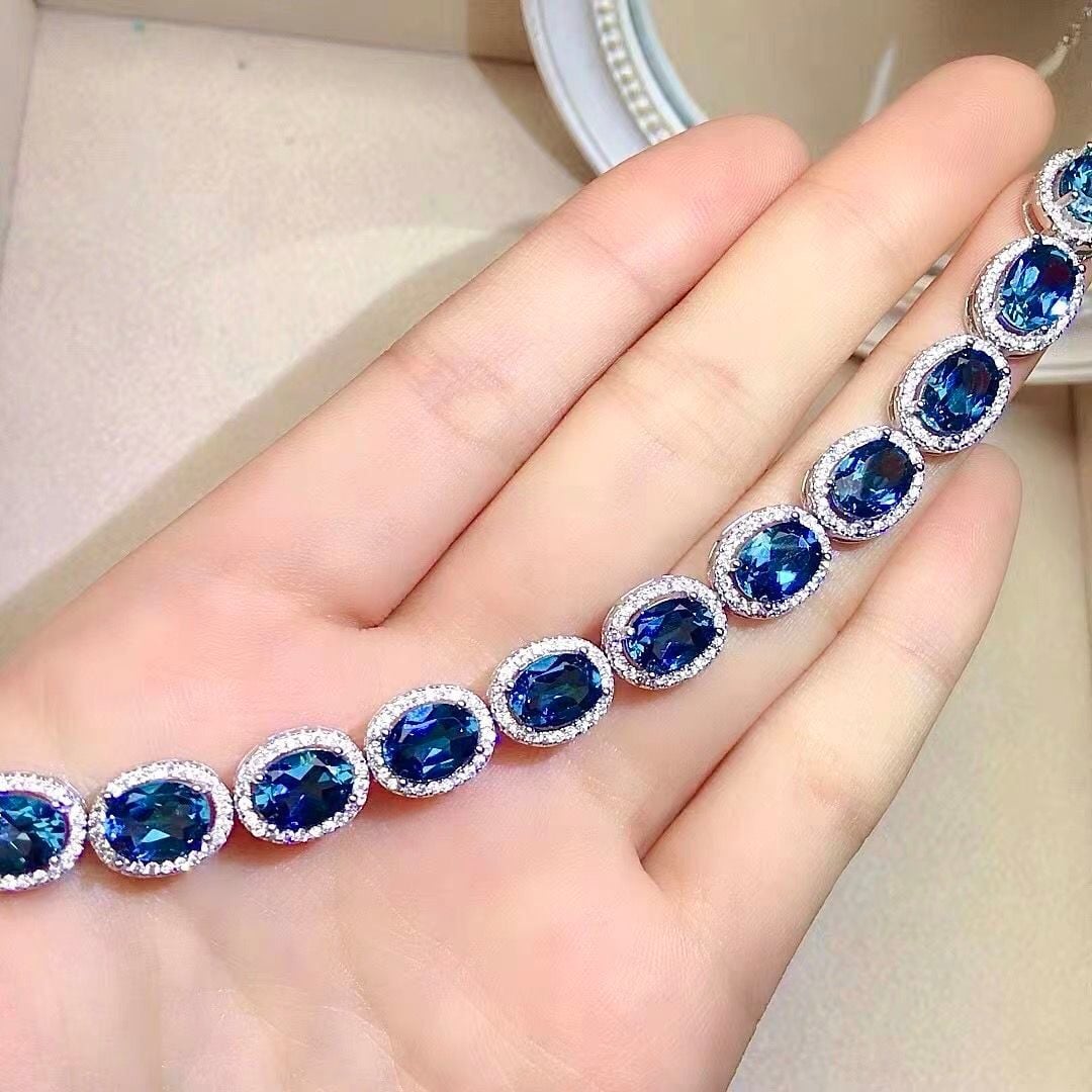  Lắc tay đính đá nam phi màu xanh dương 