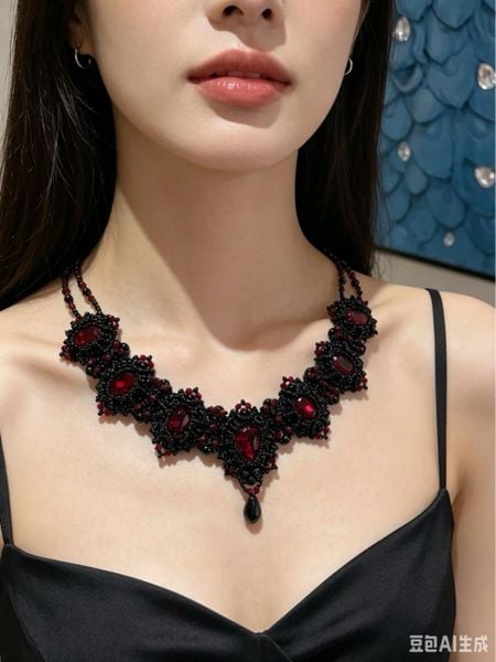  🖤❤️ VÒNG CỔ HẠT ĐEN ĐỎ – PHONG CÁCH DARK GOTHIC 