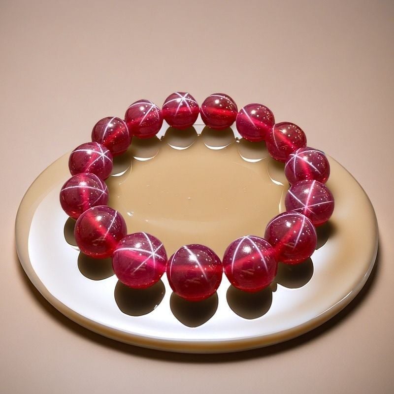  Vòng tay ruby sao màu xanh-hồng 