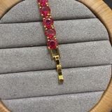  Vòng tay ruby đỏ mạ vàng 18 k sáng bóng 