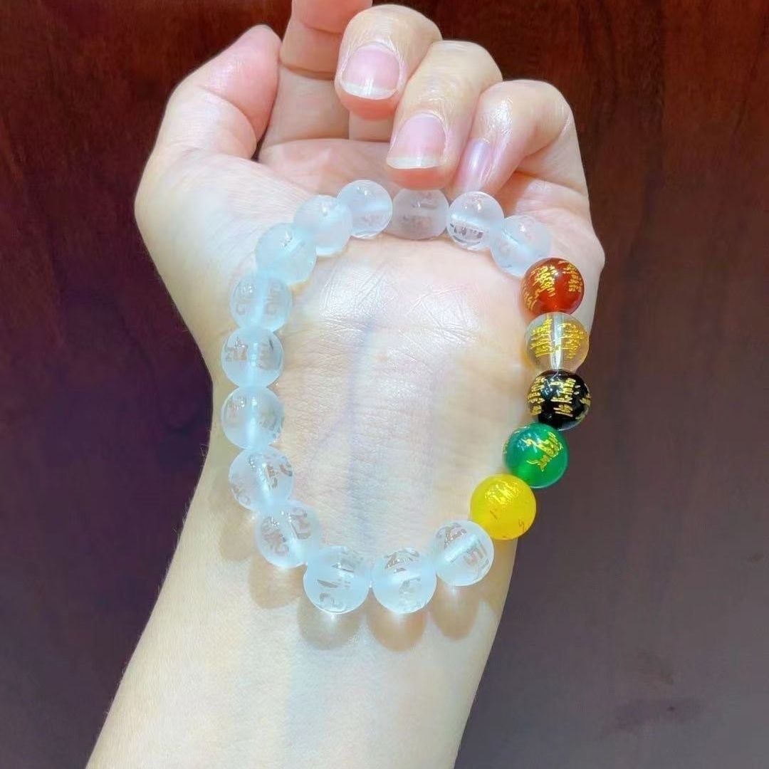  Vòng tay ngũ lộ thần tài thạch anh trắng 