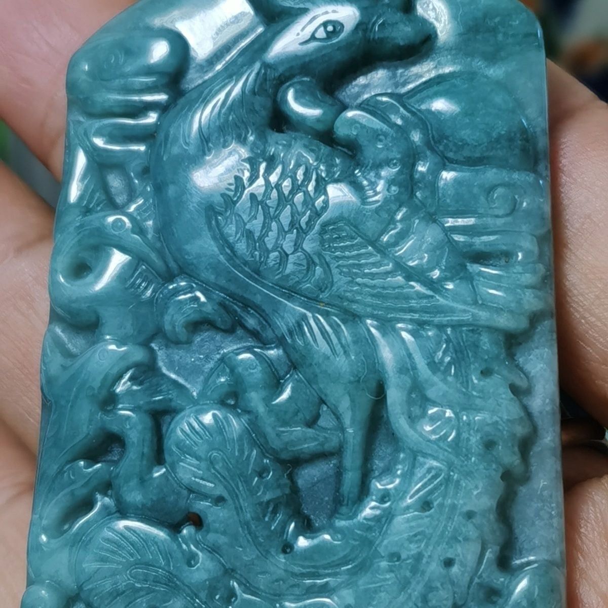  Mặt ngọc điêu khắc hình chim phượng hoàng gia 