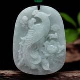  Mặt Dây Chuyền Ngọc Phỉ Thúy Băng Khắc Phượng Hoàng Mẫu Đơn BKSTCN-9684 
