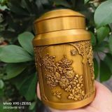  Hũ trà đồng vàng Tùng – Cúc – Trúc – Mai BKMECN-10326 