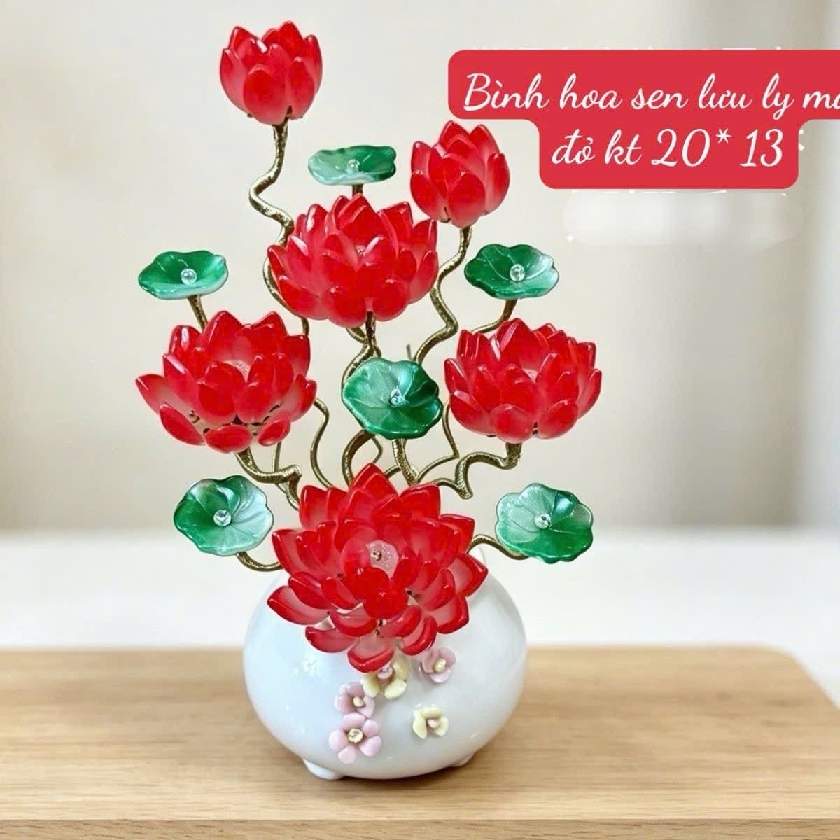  BÌNH HOA SEN LƯU LY TRANG TRÍ DECOR CỰC ĐẸP 