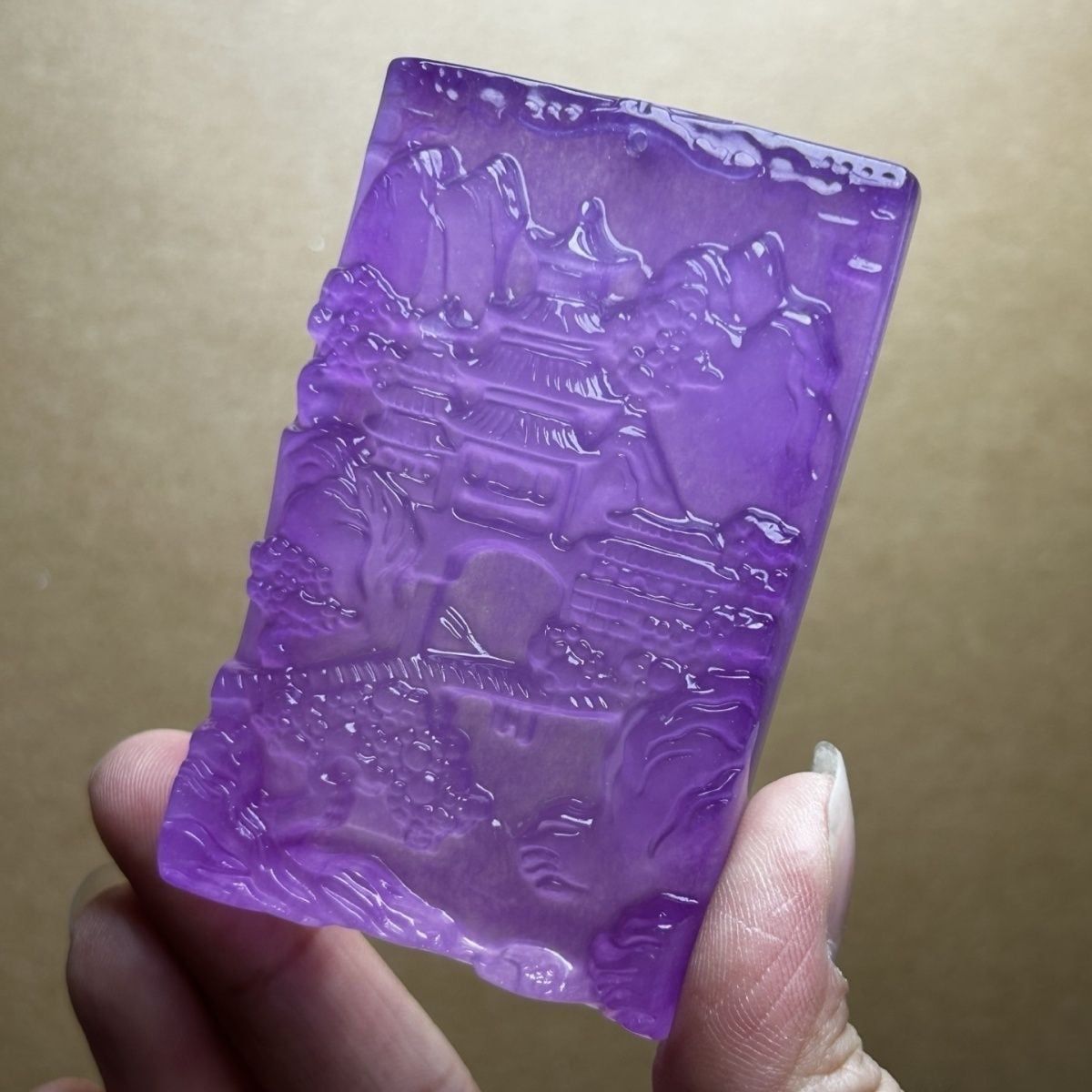  MẶT DÂY TRUYỀN  NGỌC TÍM VIOLET – ĐIÊU KHẮC SƠN THỦY TINH XẢO BKJECN-9501 