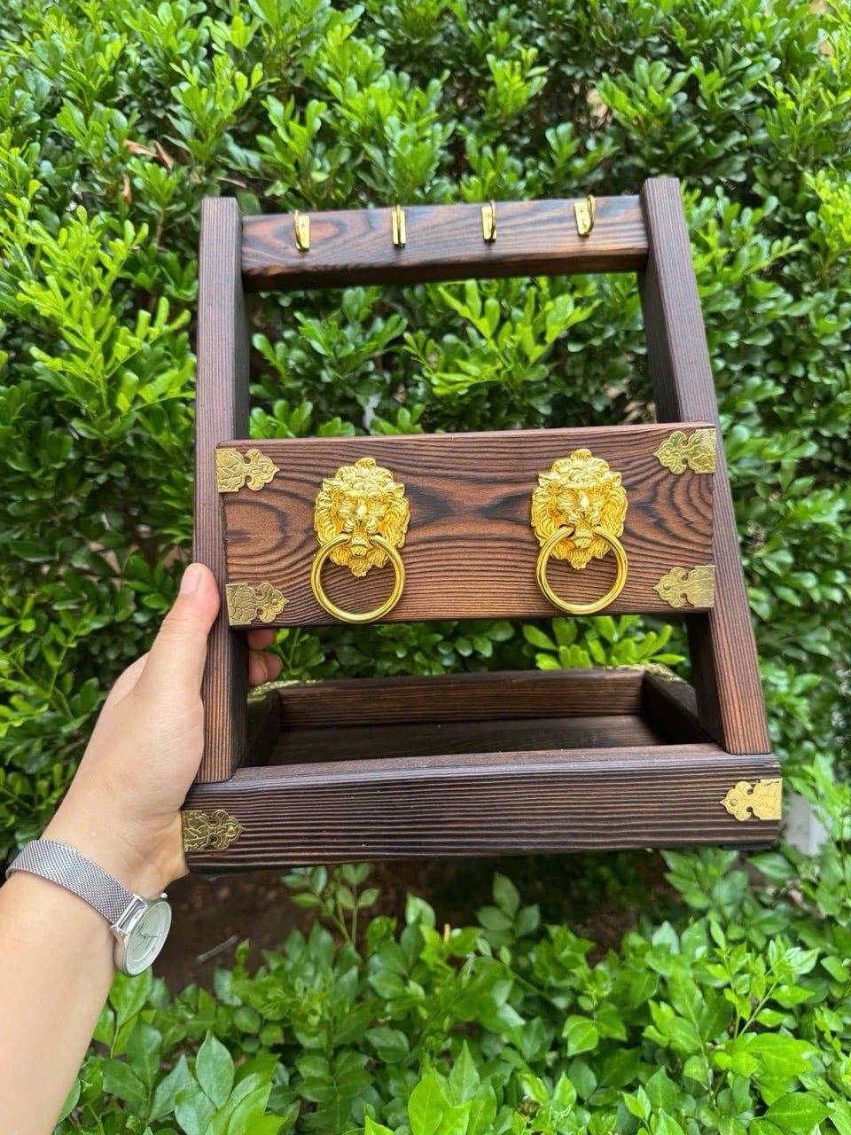  Khay treo chìa khóa  đựng đồ bằng gỗ 