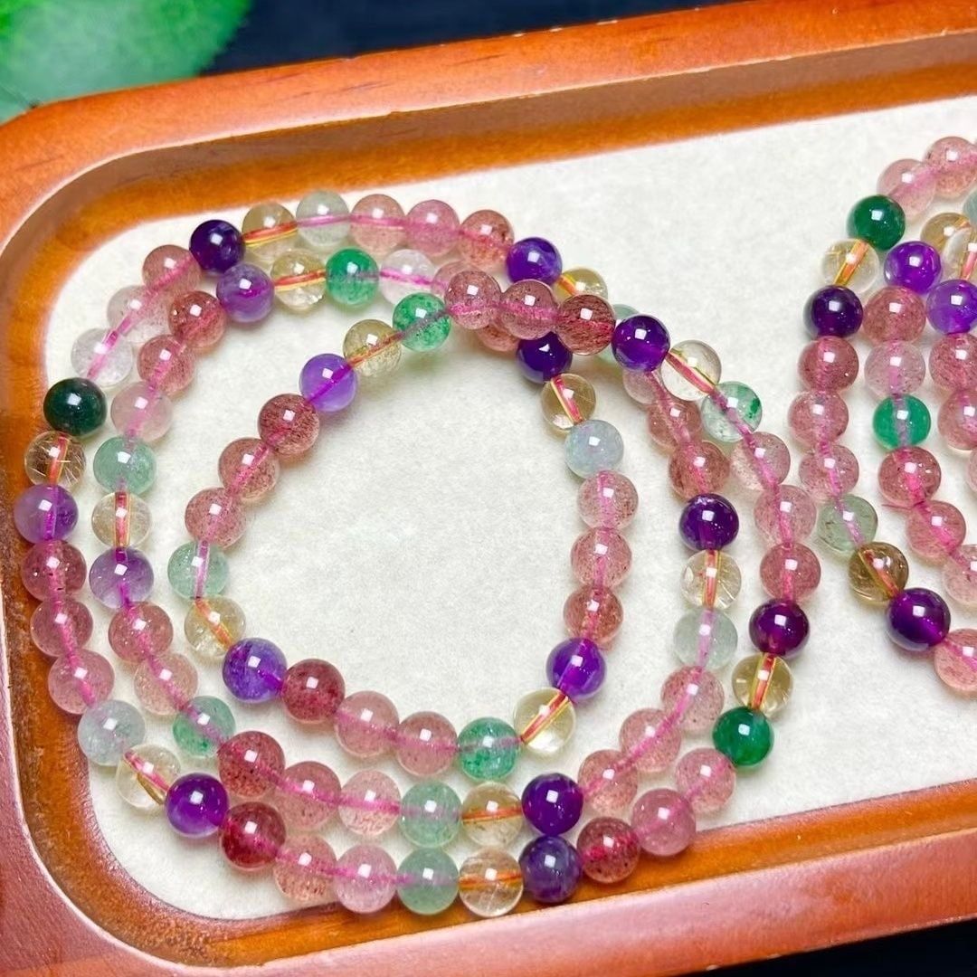  🌈 VÒNG TAY ĐA BẢO 3 VÒNG – THẠCH ANH MÀU TỰ NHIÊN 🌈  6 ly 