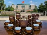  BỘ ẤM CHÉN QUỐC HỘI VIỆT NAM BỌC BẠC GỐM SỨ BÁT TRÀNG BKCECN-10584 