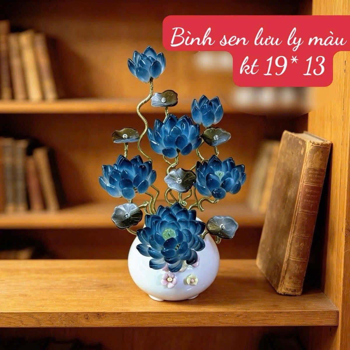  BÌNH HOA SEN LƯU LY TRANG TRÍ DECOR CỰC ĐẸP 