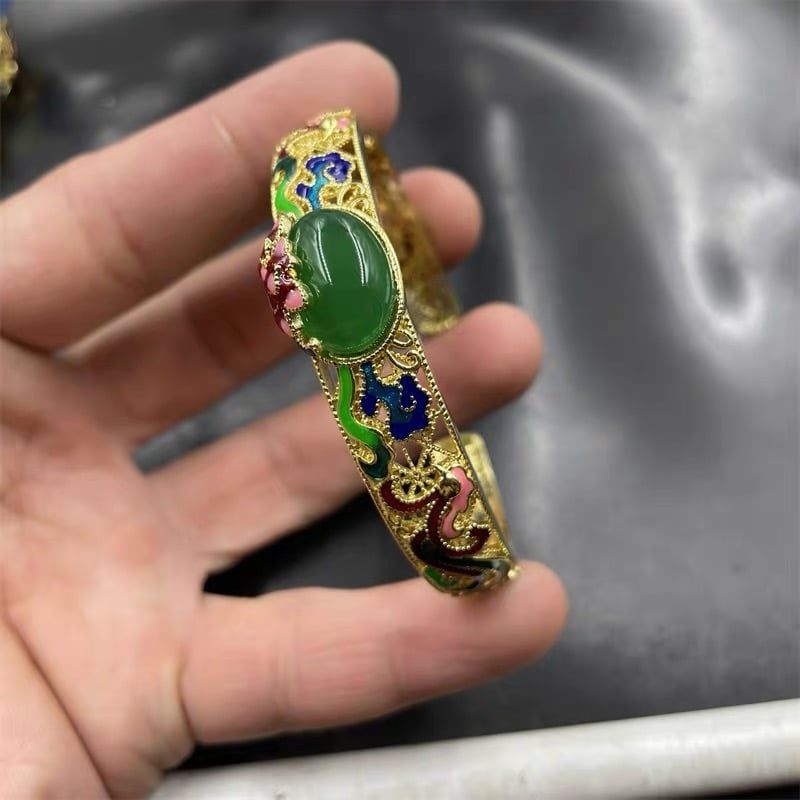  Vòng Tay Kim Loại Mạ Vàng 18K Nghệ Thuật Đính Đá Quý BKJECN-9510 