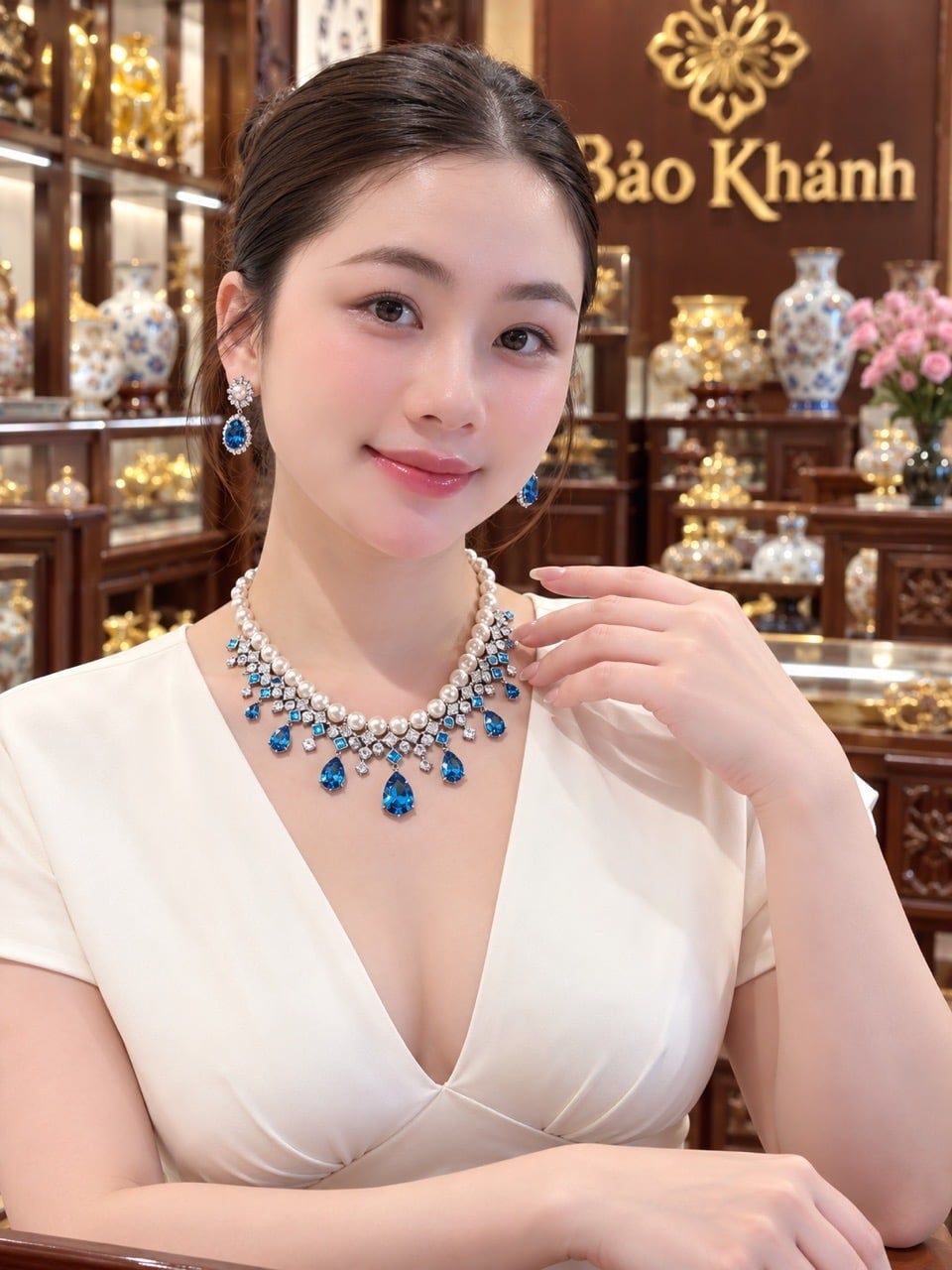  Bộ trang sức đá quý kết hợp với Ngọc trai sang trọng xinh đẹp 