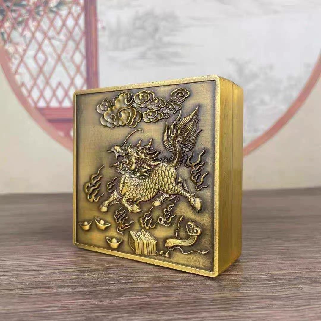  Hộp hình vuông kì lân bằng đồng TUYỂN CTV 