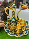  BỘ LY ĐỒNG HOÀNG GIA DÁNG CAO – XANH MẠ VÀNG 18K BKMECN-10372 