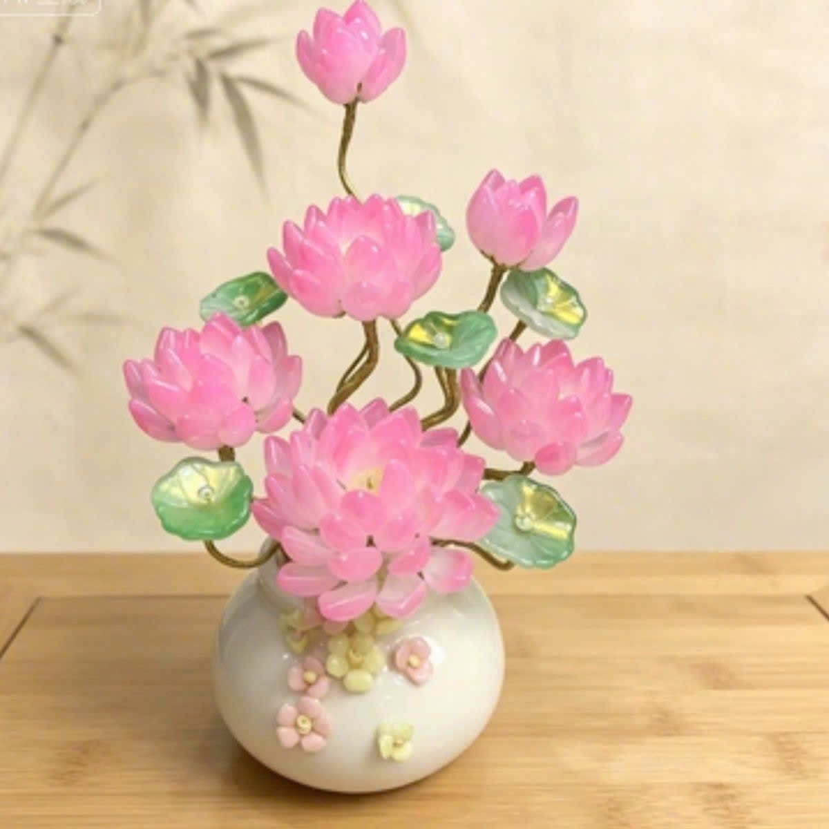  BÌNH HOA SEN LƯU LY TRANG TRÍ DECOR CỰC ĐẸP 