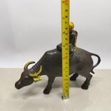  Tượng Đồng Mục Đồng Cưỡi Trâu Hun Nâu đồng vàng nguyên chất BKMECN-10390 