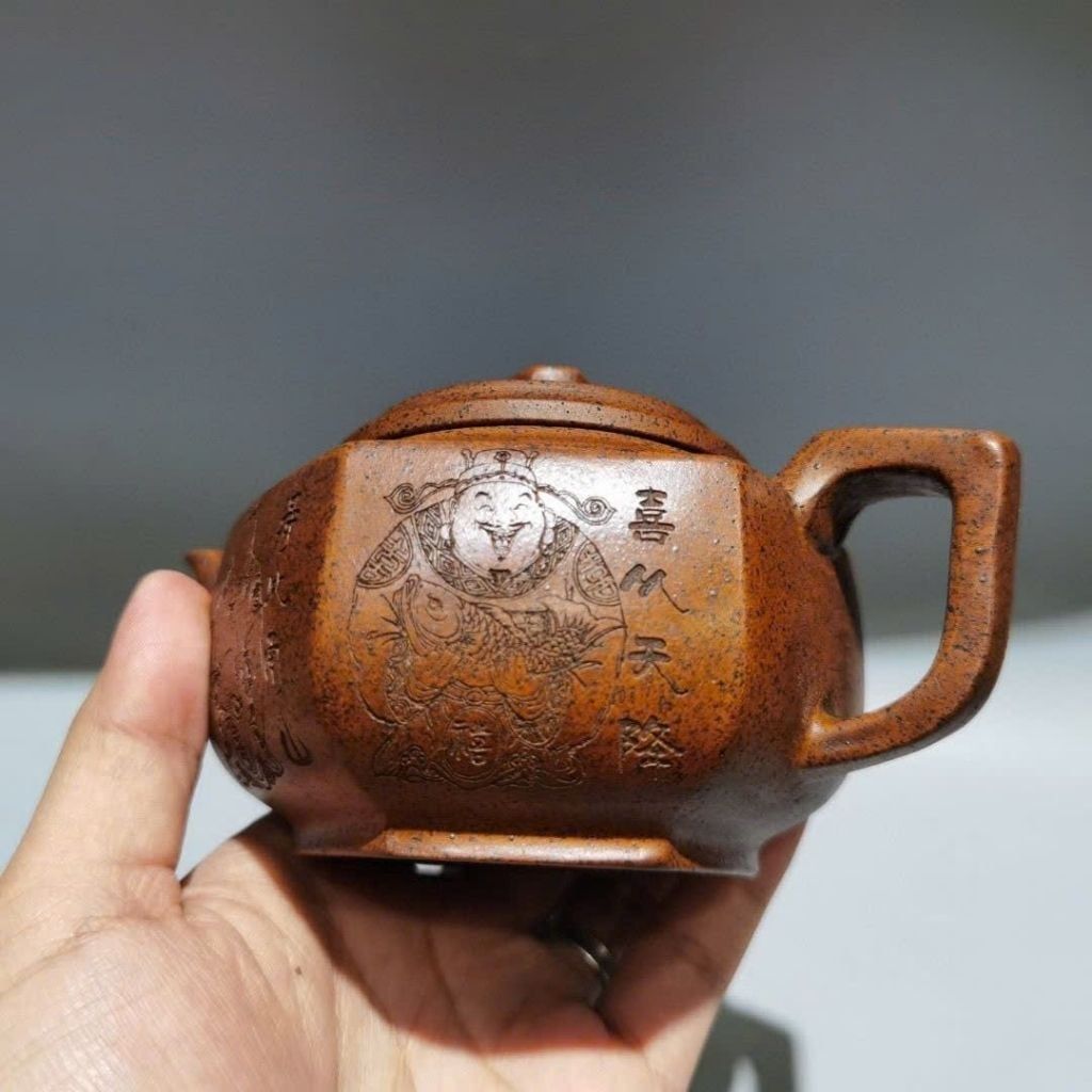  Ấm Trà gốm Tử Sa khắc Thần Tài BKCECN-10259 