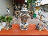  Bộ đỉnh hạc xông trầm gốm sứ bát tràng  cao cấp 
