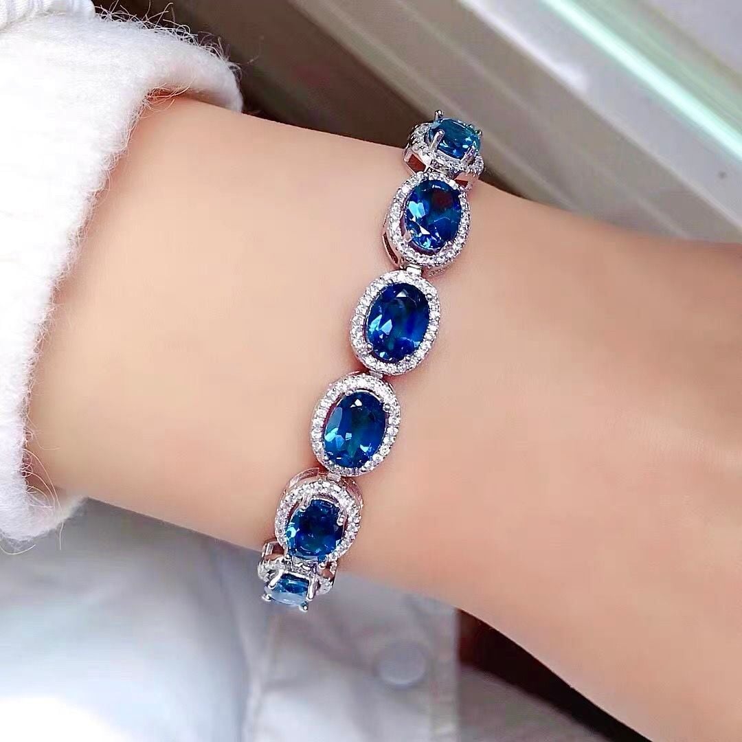  Lắc tay đính đá nam phi màu xanh dương 
