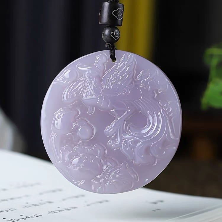  Mặt ngọc phỉ thuý màu tím hình phượng hoàng BKSTCN-9684 