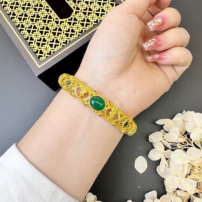  Bí Ẩn Vòng Tay Khảm Rỗng Tượng Phật Mạ Vàng Cổ Điển BKJECN-9509 