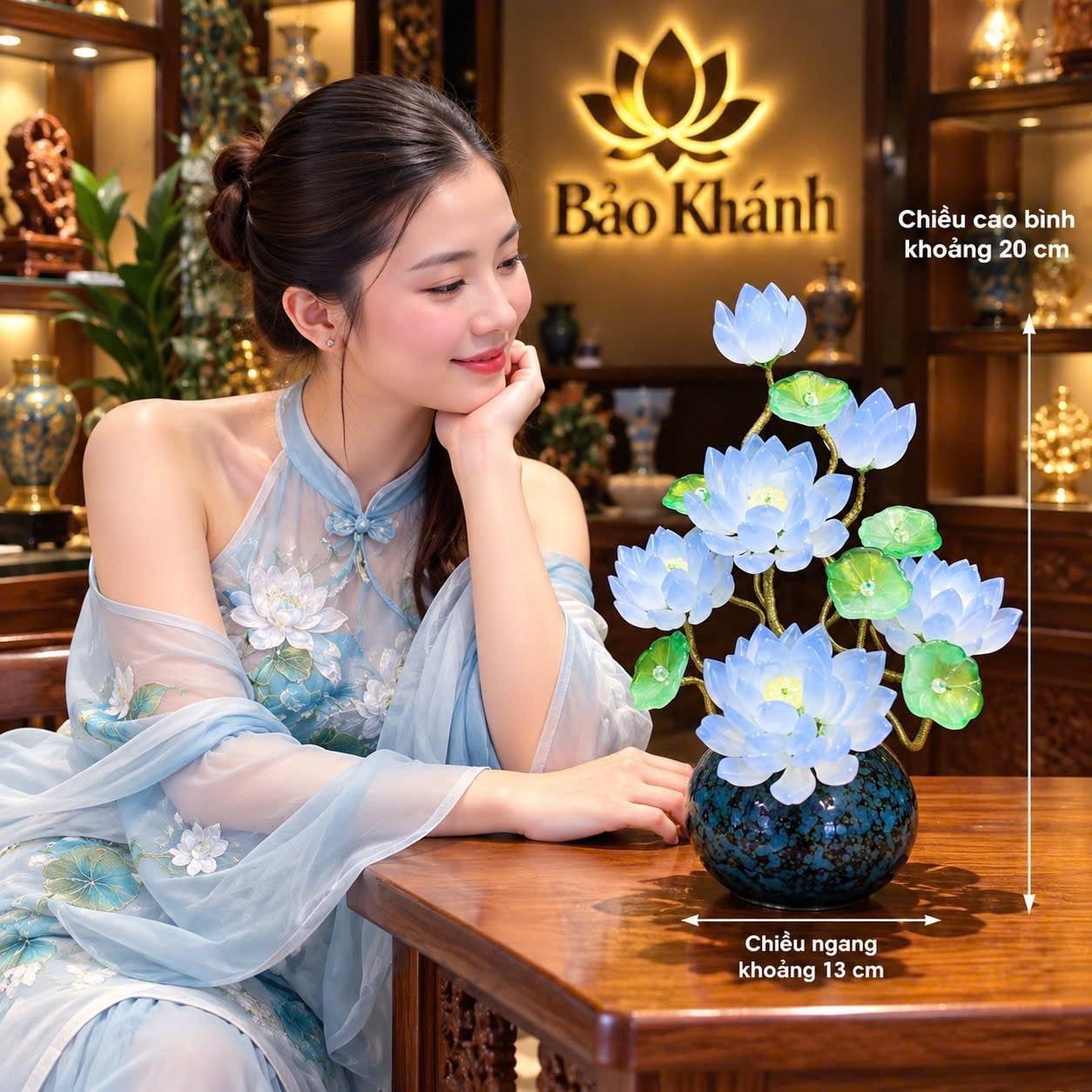  BÌNH HOA SEN LƯU LY TRANG TRÍ LÀM ĐỒ DECOR ĐẸP 