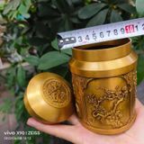  Hũ trà đồng vàng Tùng – Cúc – Trúc – Mai BKMECN-10326 