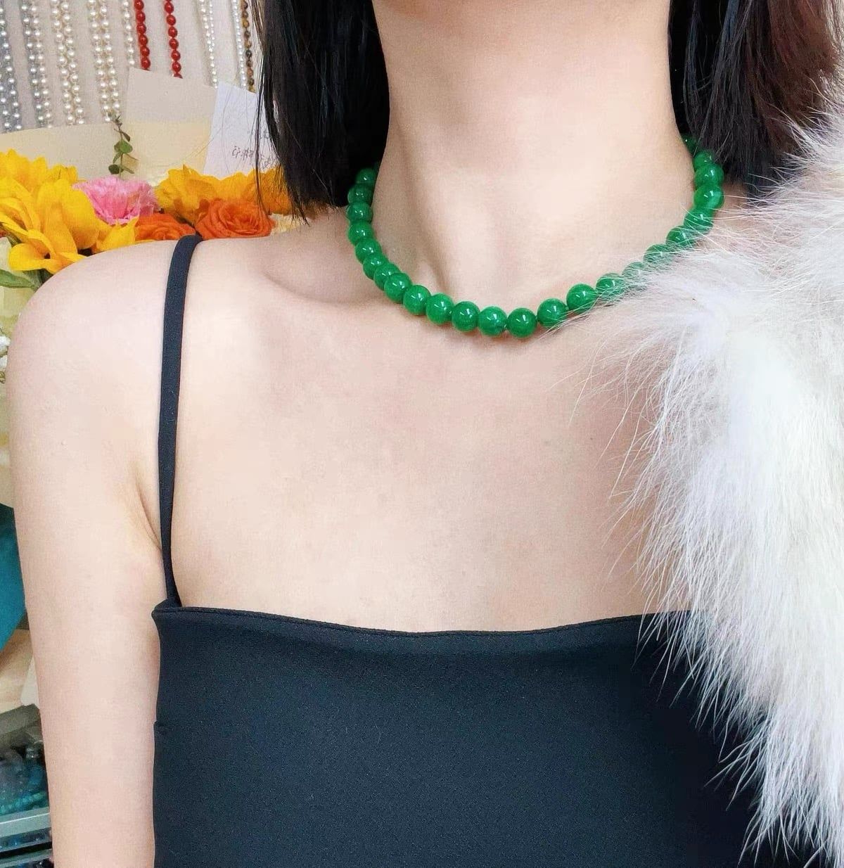  VÒNG CỔ NGỌC BÍCH MÀU XANH QUÝ PHÁI 