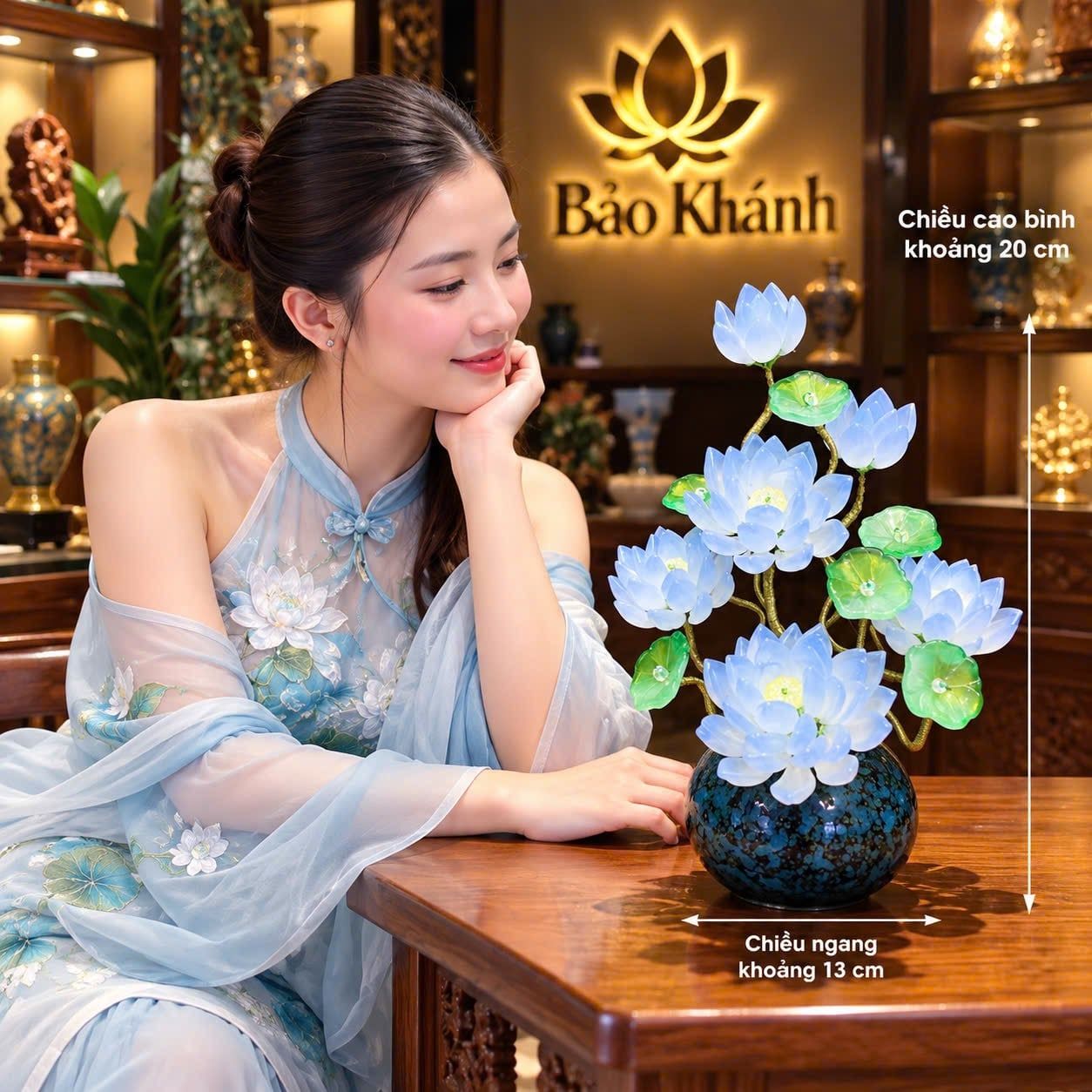  BÌNH HOA SEN LƯU LY TRANG TRÍ LÀM ĐỒ DECOR ĐẸP 