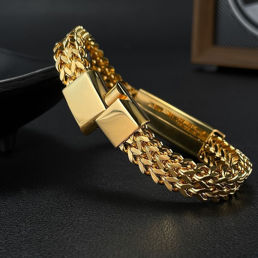  Vòng tay dây xích mạ vàng 18 k đẳng cấp sang trọng BKJECN-9481 