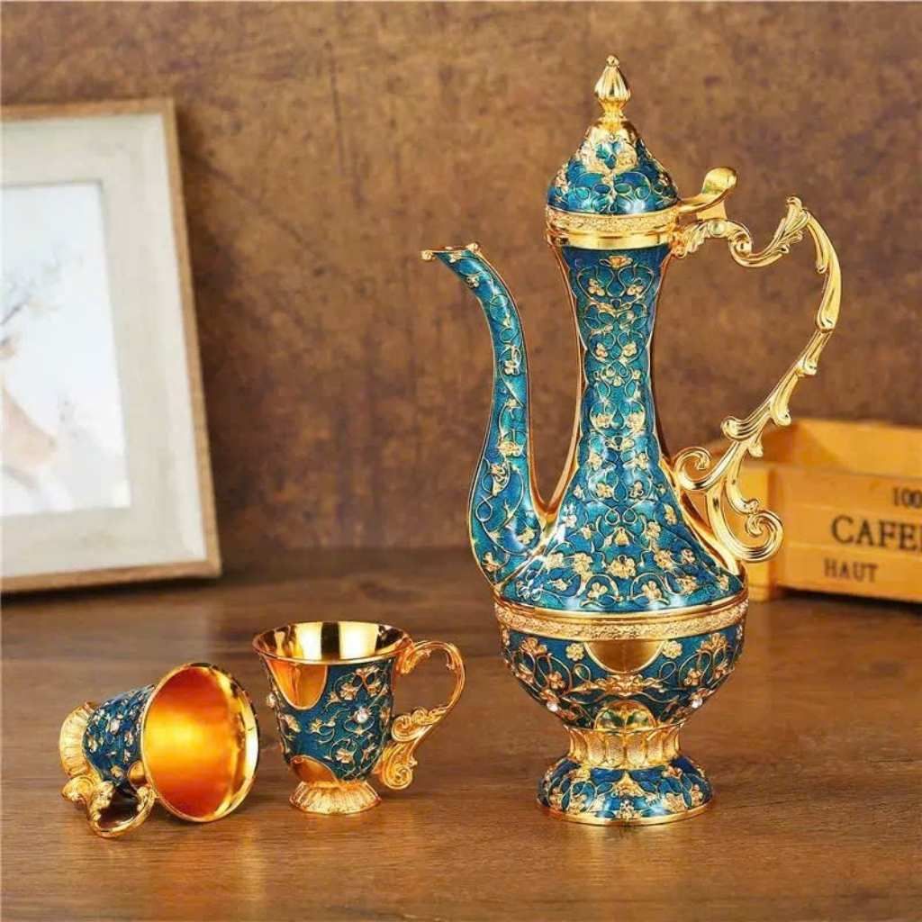  Bộ Ly Đồng Hoàng Gia Khảm Men Xanh Cao Cấp BKMECN-9713 