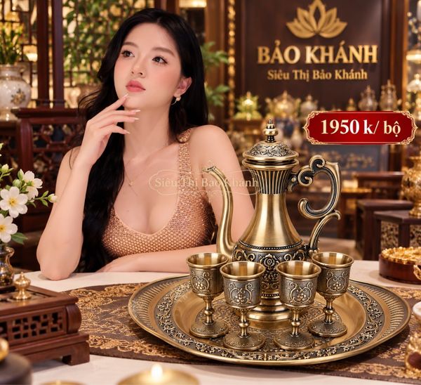  ✨ BỘ ẤM CHÉN ĐỒNG HOÀNG GIA – ĐẲNG CẤP & SANG TRỌNG ✨ 