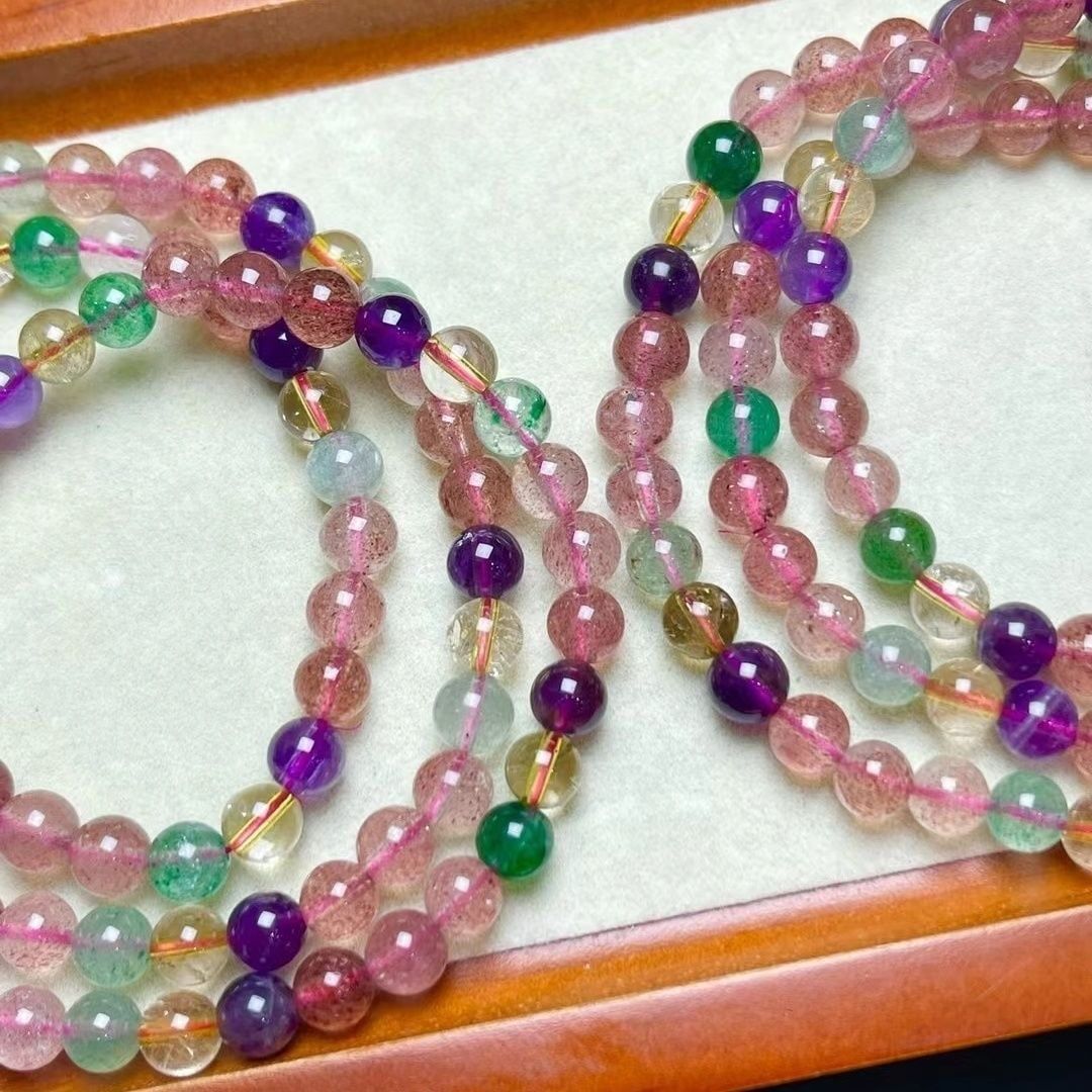  🌈 VÒNG TAY ĐA BẢO 3 VÒNG – THẠCH ANH MÀU TỰ NHIÊN 🌈  6 ly 