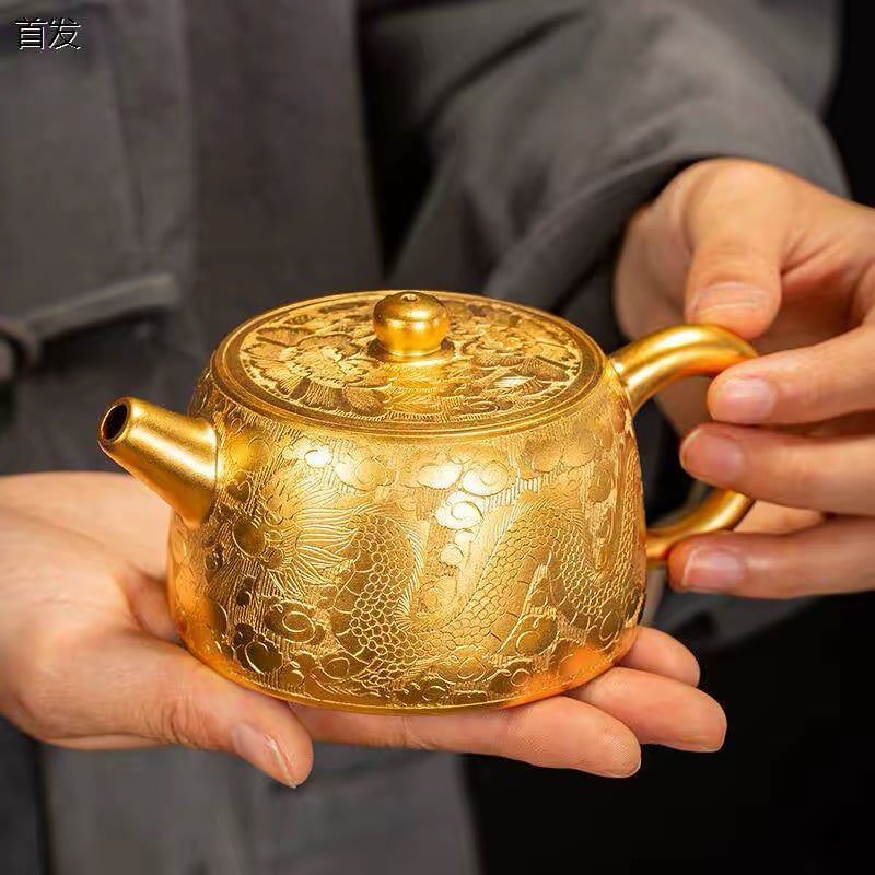  Ấm trà gốm mạ vàng hoạ tiết rồng BKCECN-10592 