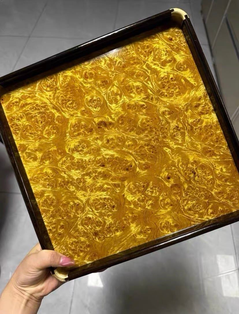  🌳 KHAY TRÀ GỖ MUN KHẢM HOÀNG CHƯƠNG VÂN NU CAO CẤP kt 30* 30 