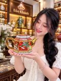  Ấm trà gốm sứ cung đình tứ cảnh màu đỏ 