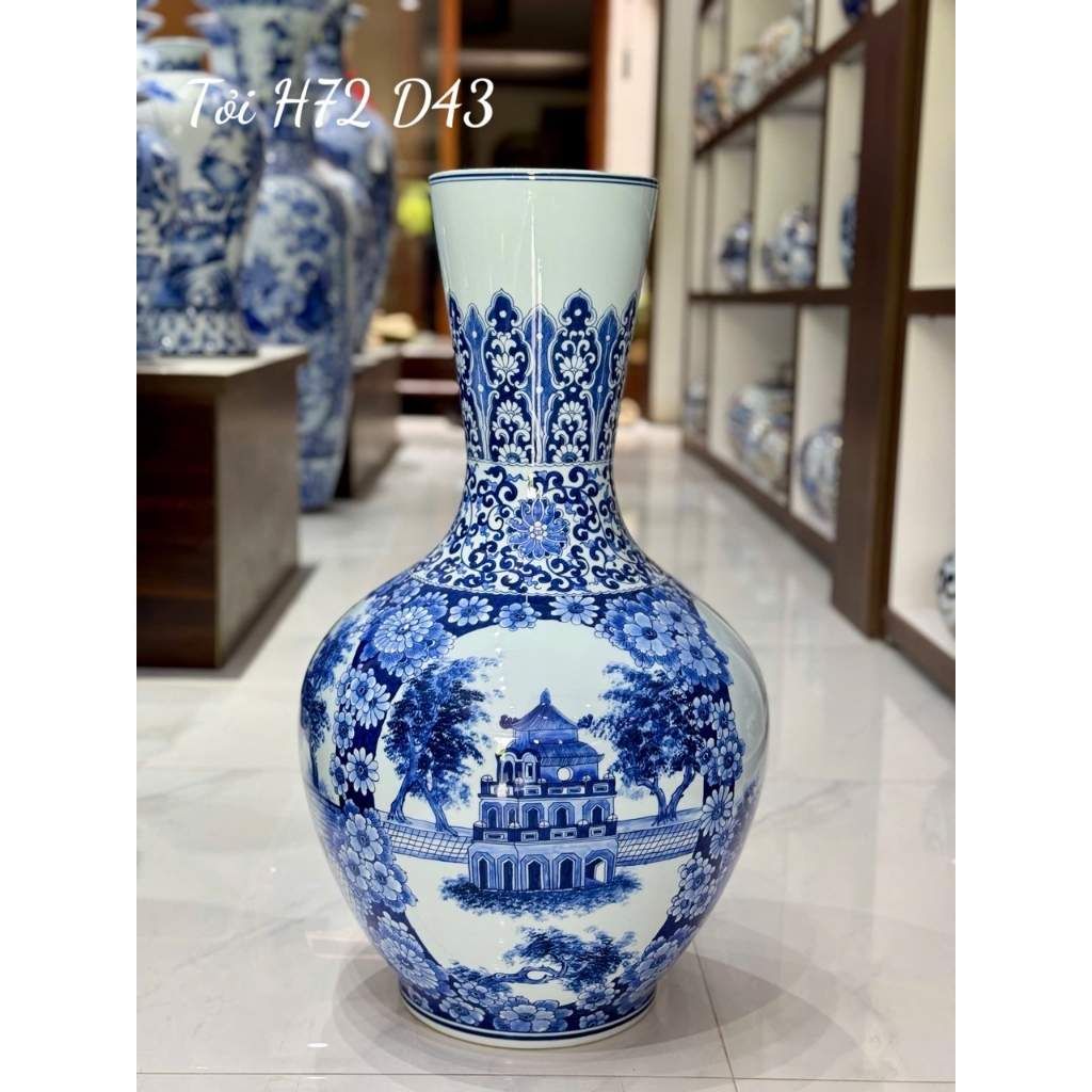  Bình Gốm Cắm Hoa Đào Trang Trí Vẽ Tay BKCECN-10258 