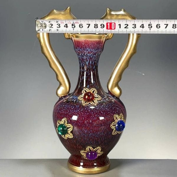  Bình Gốm Sứ Men Hỏa Biến Đính Đá Phong Cách Cổ Hiển BKCECN-10026 