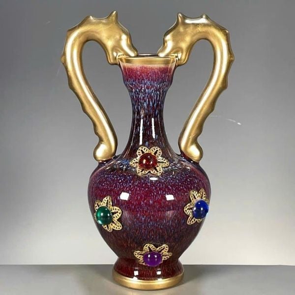  Bình Gốm Sứ Men Hỏa Biến Đính Đá Phong Cách Cổ Hiển BKCECN-10026 