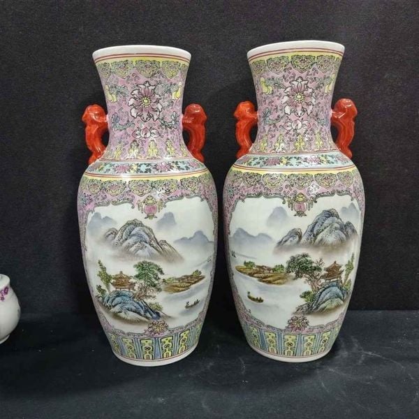  Cặp Lục Bình Gốm Sứ Sơn Thủy Hữu Tình BKCECN-10027 