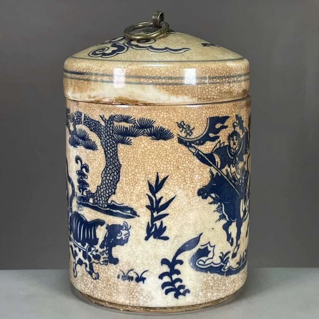  Hũ Đựng Trà Gốm Sứ Men Rạn Vẽ Tích Cổ Sưu Tầm BKCECN-10028 