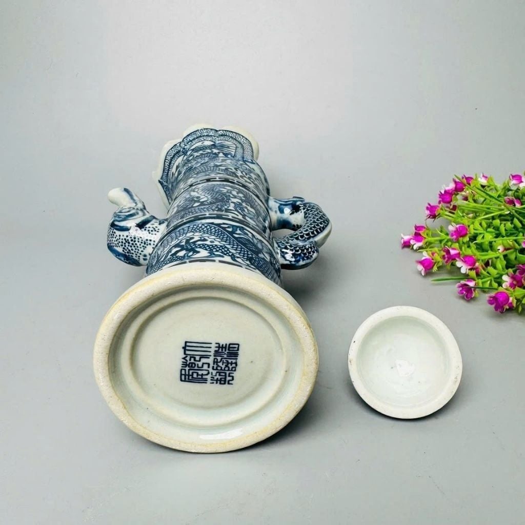  Ấm Rượu Gốm Sứ Vẽ Rồng Men Lam BKCECN-10032 