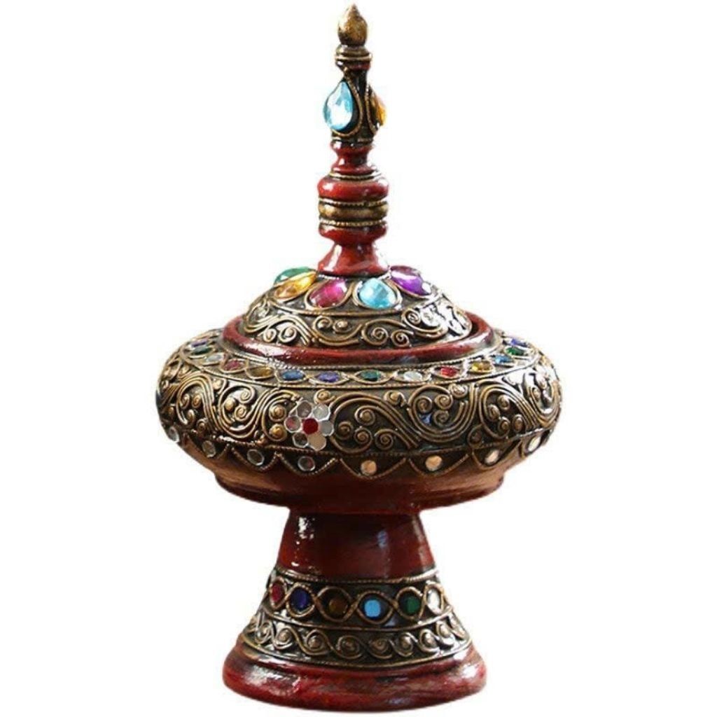  Lư Xông Trầm Gốm Nepal Khảm Đá Quý Sưu Tầm BKCECN-10040 