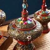  Lư Xông Trầm Gốm Nepal Khảm Đá Quý Sưu Tầm BKCECN-10040 