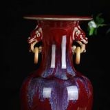  Bình Gốm Men Đỏ Huyết Dụ Tai Lân Cổ Điển BKCECN-10062 