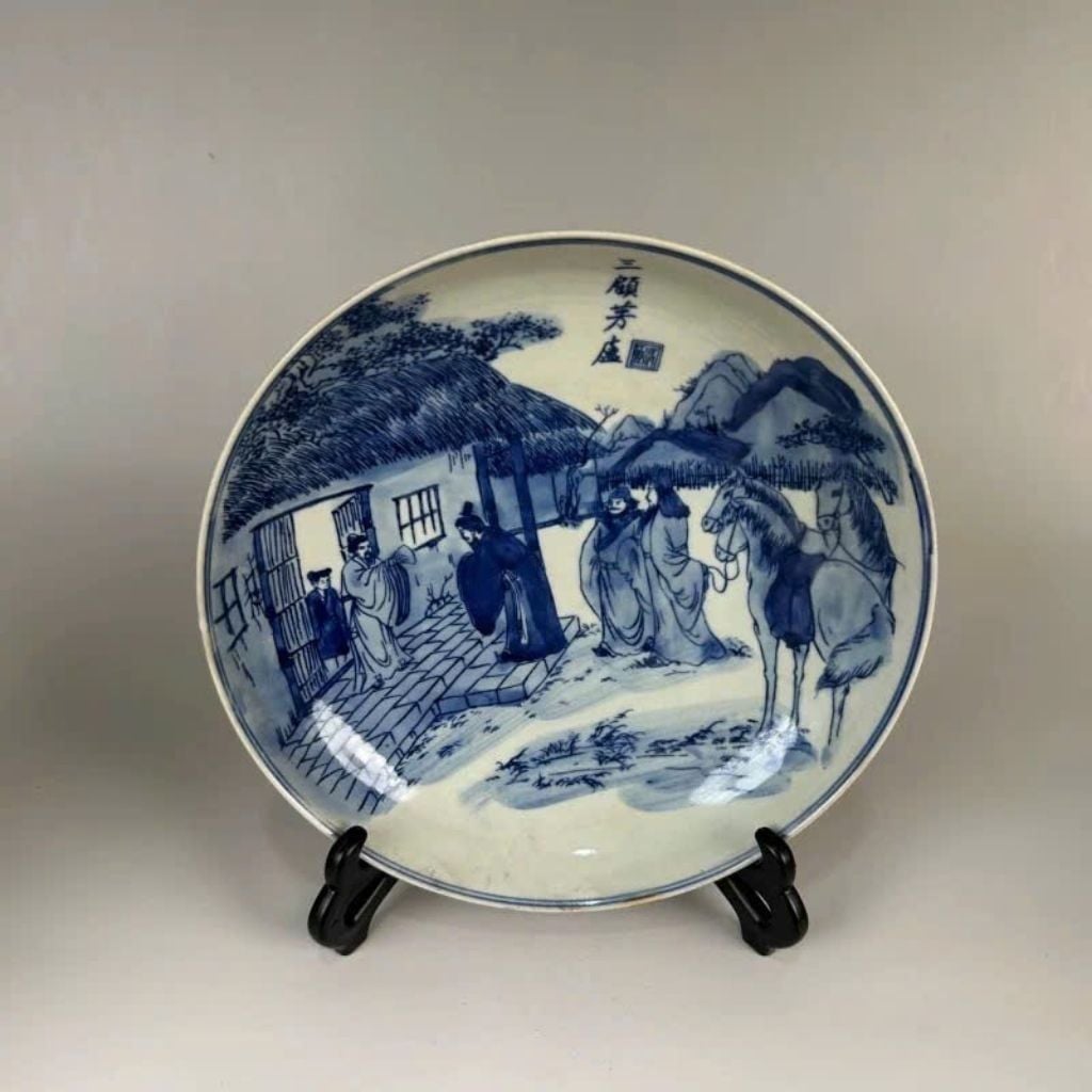  Đĩa Gốm Sứ Sưu Tầm Vẽ Tích Cổ Tam Cố Thảo Lư BKCECN-10063 