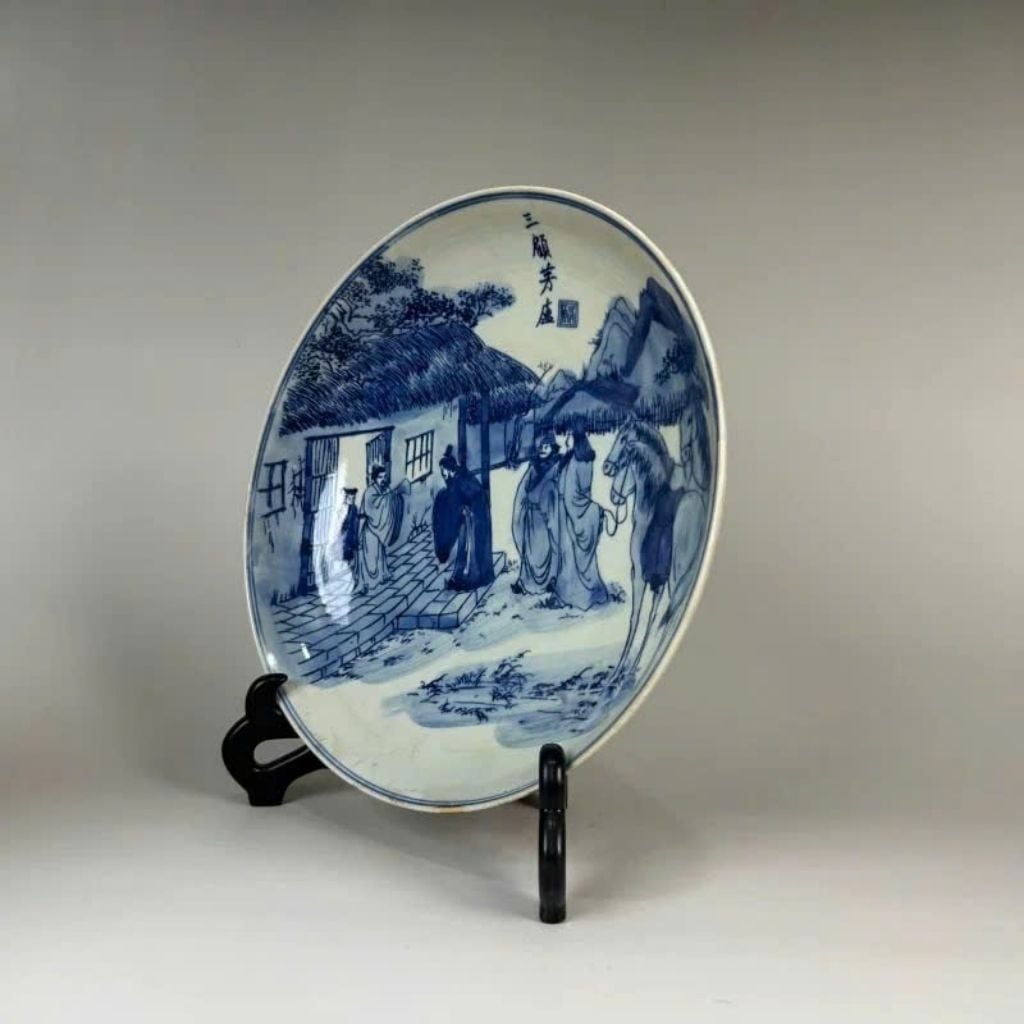  Đĩa Gốm Sứ Sưu Tầm Vẽ Tích Cổ Tam Cố Thảo Lư BKCECN-10063 