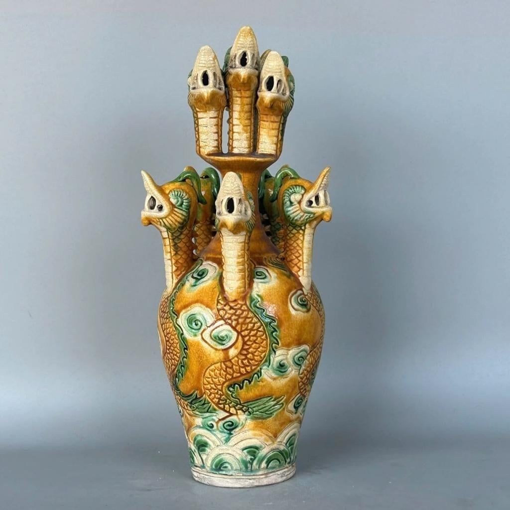  Bình Gốm Cổ Thất Long Chầu Nguyệt Sưu Tầm BKCECN-10090 