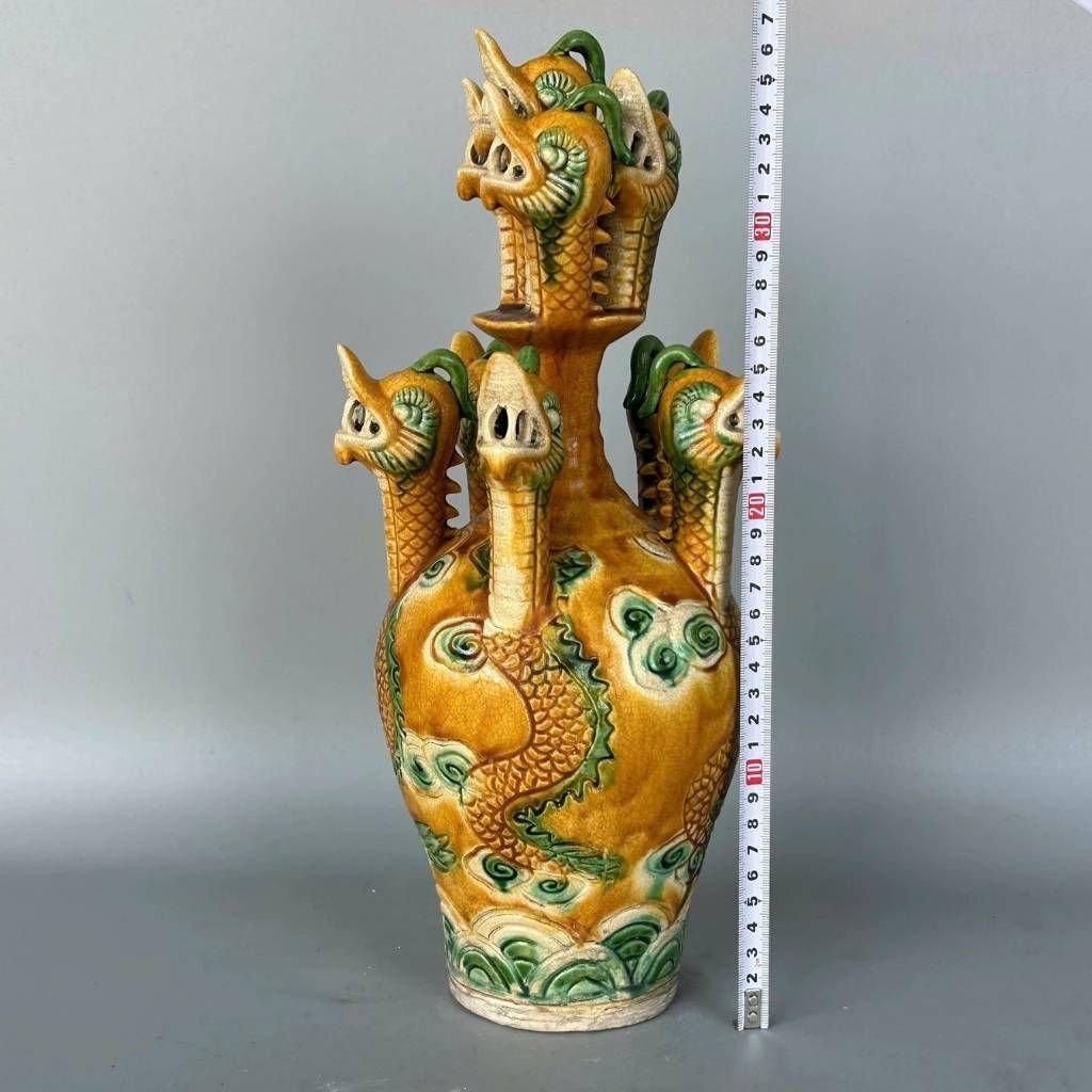  Bình Gốm Cổ Thất Long Chầu Nguyệt Sưu Tầm BKCECN-10090 