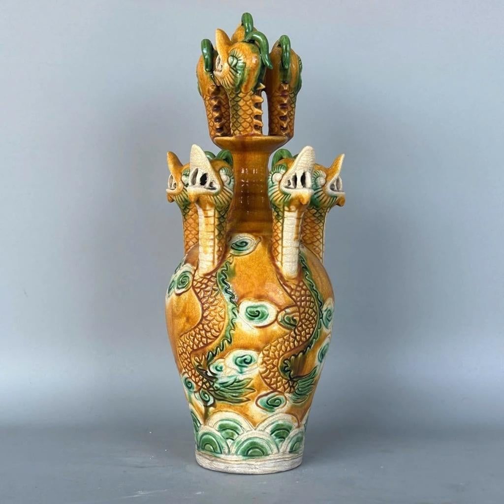  Bình Gốm Cổ Thất Long Chầu Nguyệt Sưu Tầm BKCECN-10090 